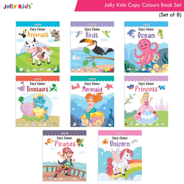 Jolly Kids Copy Colour 16 Pages Books Set of 8 1