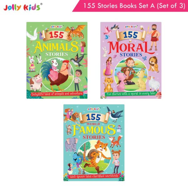 Jolly Kids 155 Beautifully Illustrated Stories For Kids Set A (Set of 3)