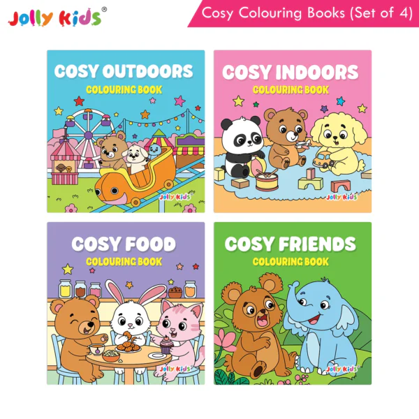 Jolly Kids Cosy Colouring Books (Set of 4)