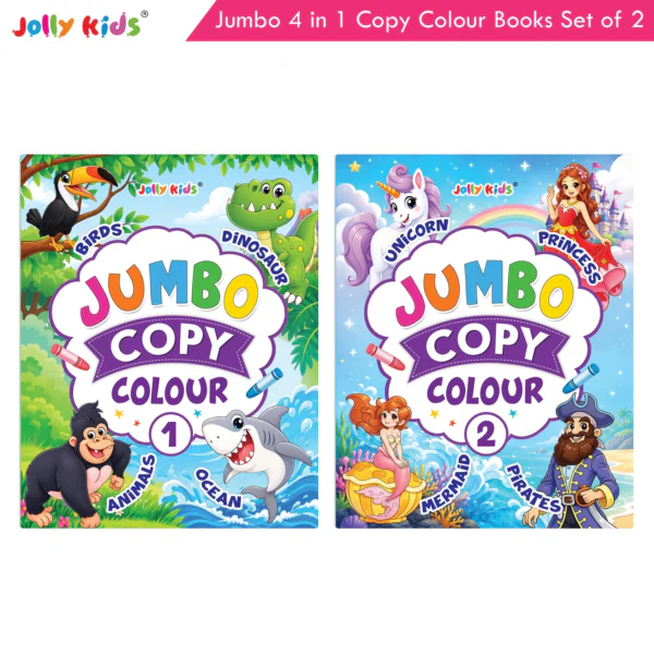 Jolly Kids Jumbo 4 in 1 Copy Colour Books for Kids (Set of 2)